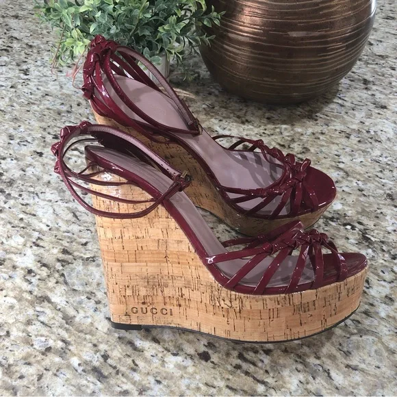 Gucci red wedges sales